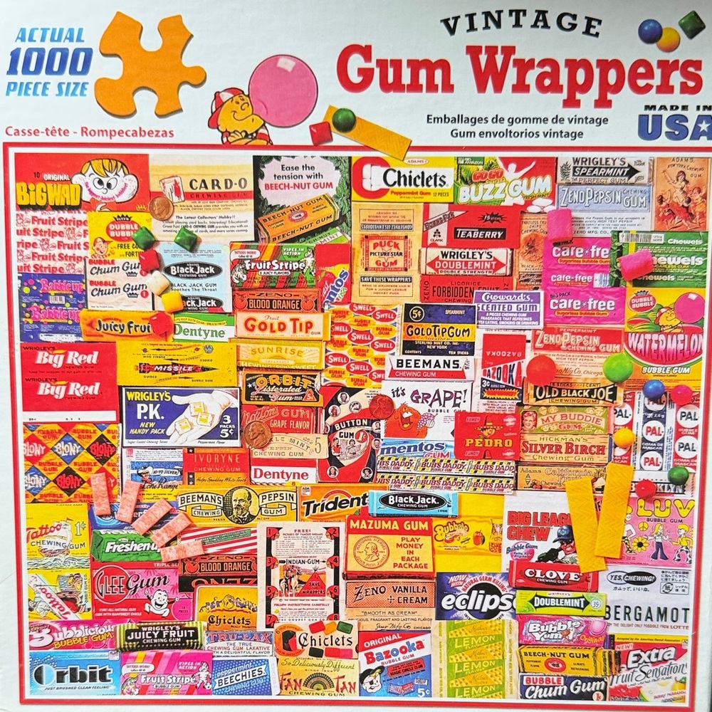 Vintage Gum Wrappers Collage Puzzle - Colorful Retro Candy Art